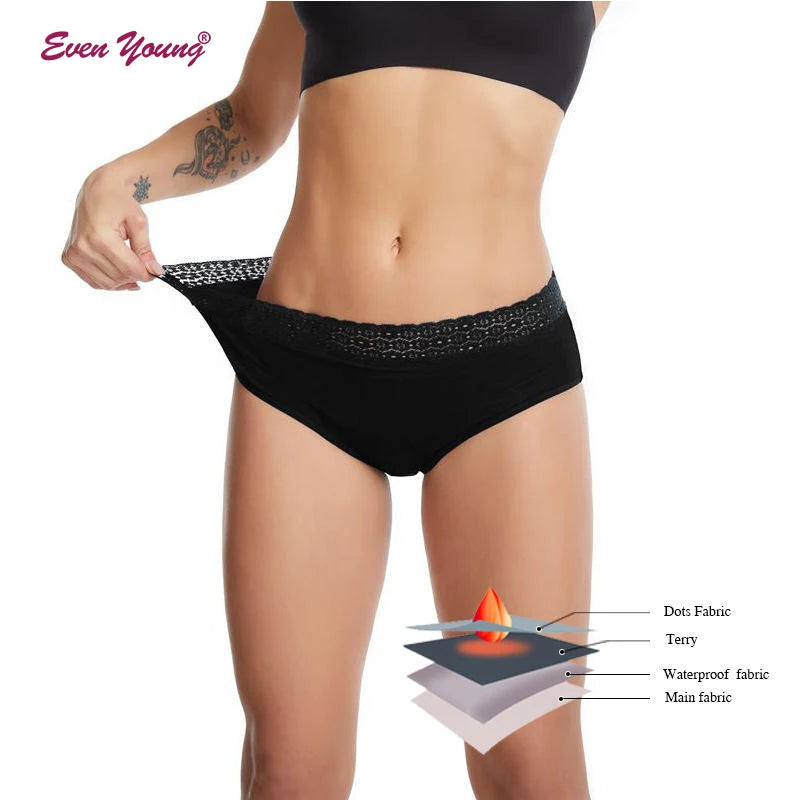 Hot Sale Plus Size Absorbent Briefs Underwear 4 Layer Leak Proof Menstrual Period Panties for Women