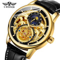 China Factory T-WINNER Luxury Genuine Leather Custom logo Men Watch Water Resistant Wristwatch Cheap Mechanical Watch