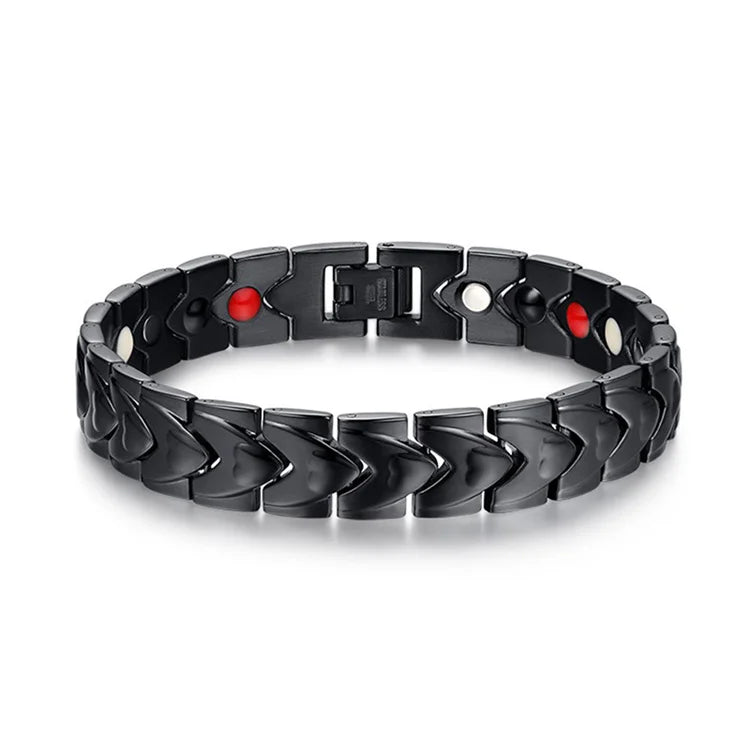 Stainless Steel Black Plated Energy Magnet Health Care Fashion Jewelry Bracelets for Men