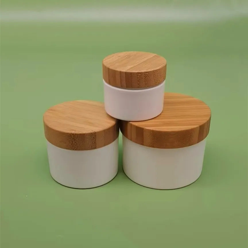 Eco-Friendly 10g 30g 50g Cosmetic Cream Jar Bottle with Bamboo Lid Refill Face Cream Skin Care Plastic Jar