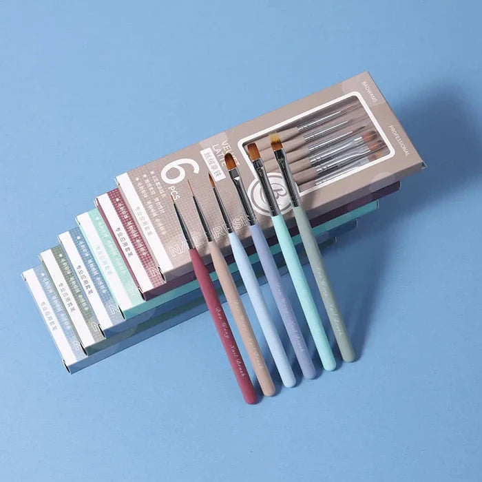 6pcs Resin Handle Nail Art Brush Set New Arrival Professional for Acrylic Nail Beauty Salon Use with Private Label B70