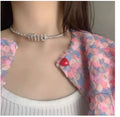 Super Fairy Clavicle Chain Necklace Trendy Open Collar with Alphabet Diamond Yellow Gold Link Chain