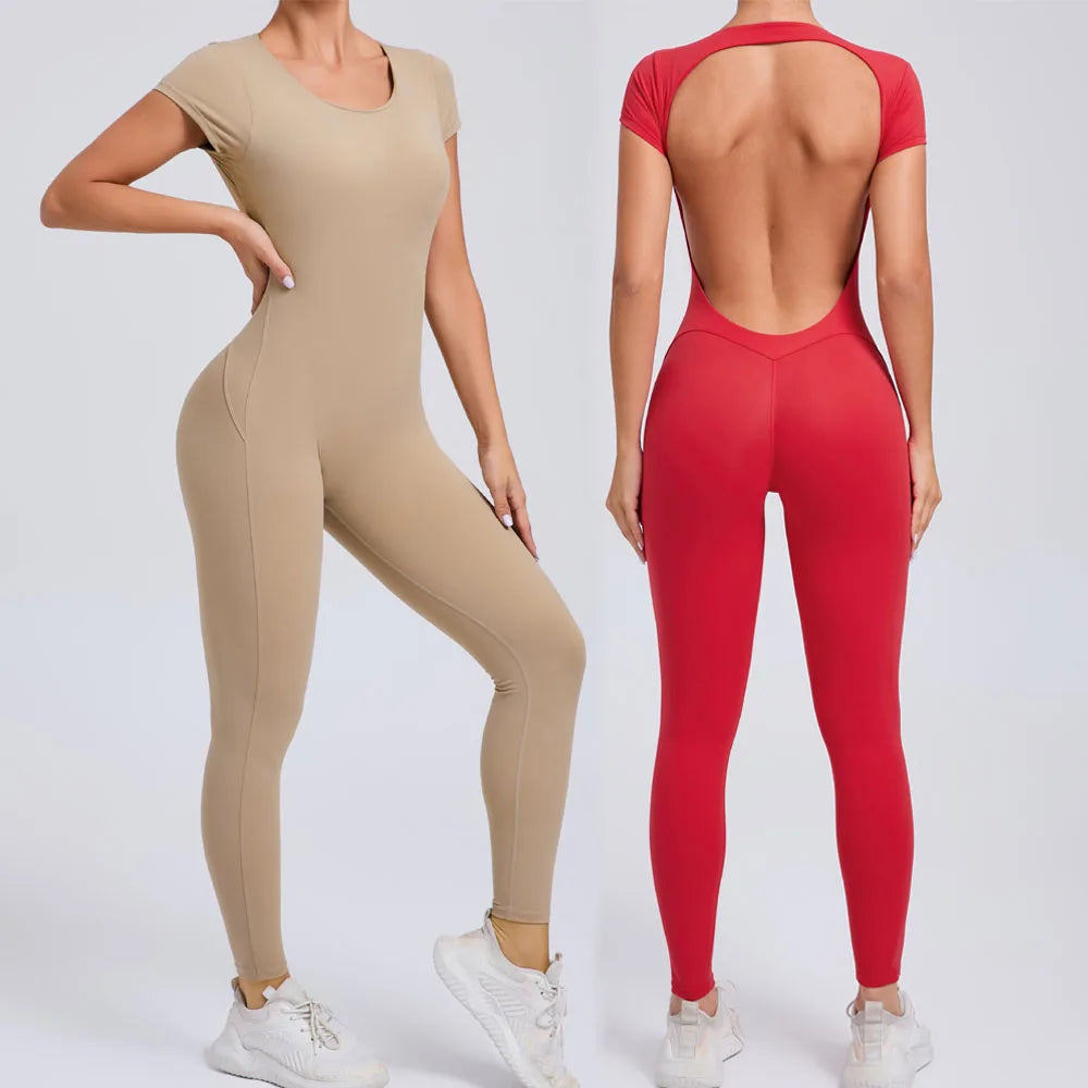 Custom Logo One Piece Bodysuit Workout Sports Wear Yoga Jumpsuit Women's Jumpsuits Playsuits Yoga for Girl Women