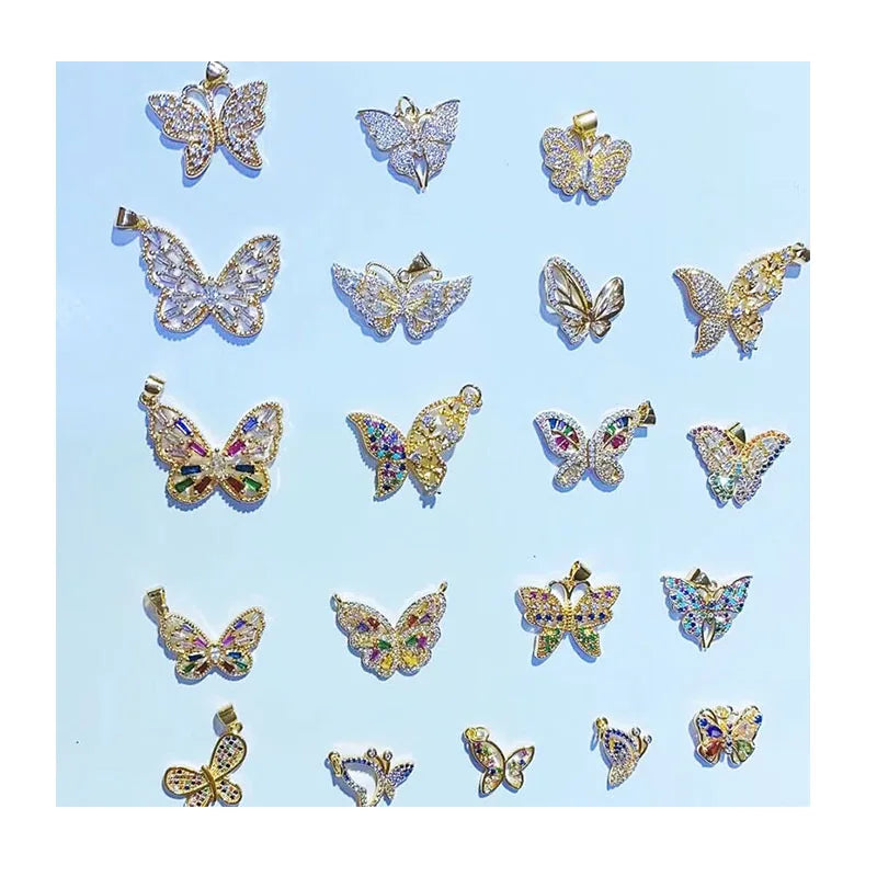 BMZ New 2026 20 Styles Best Quality Gold Plated butterfly Pendant Micro Insert Fashion Gold Plated butterfly Pendant