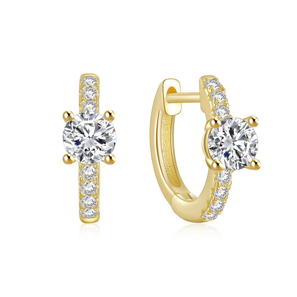 CANNER S925 Sterling Silver Classic Ins Four-Claw Single Large Zircon Huggies Hoop Earrings for Women Wholesale Jewelry