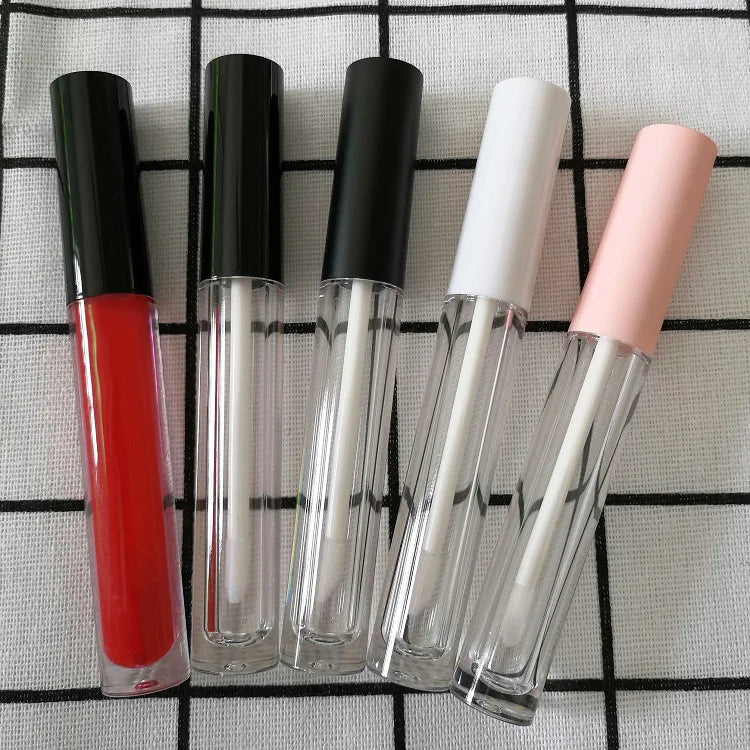 DIY Spot 3.5ml Round Black pink Cosmetic Packaging Cylinder Lip Gloss Wand Tubes Empty Lipgloss Tube MegaBDM