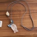 Wholesale Boho Resin Fish Charm Necklaces Adjustable Braided Cord Shell Tassel Necklaces Trendy Ocean Style Fashion Jewelry