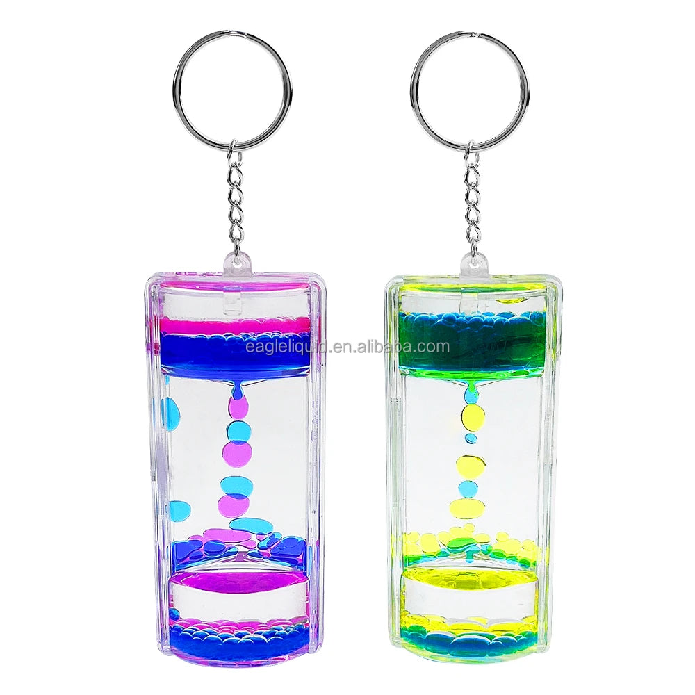 Liquid Timer for Sensory Play Calming Toy for Kids Fidget Keychain Stress Relief Gifts and Party Favors Motion Bubbler Keychain