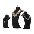 Wholesale PU Leather Jewelry Mannequins in 5 Colors Black Red Brown Green with Ring Earring Necklace Bust Display Case