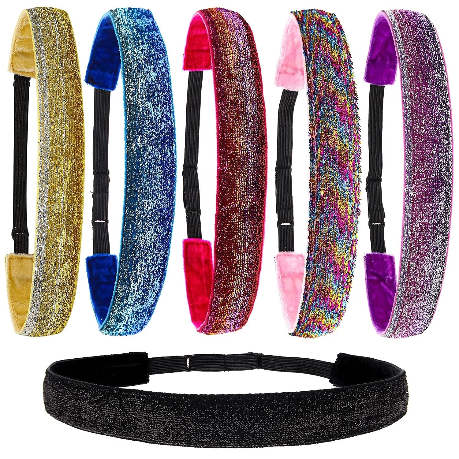 Non-Slip Elastic Sport Headbands Sparkly Hair Band Hair Headbands for Kids Girls Hair Accessories