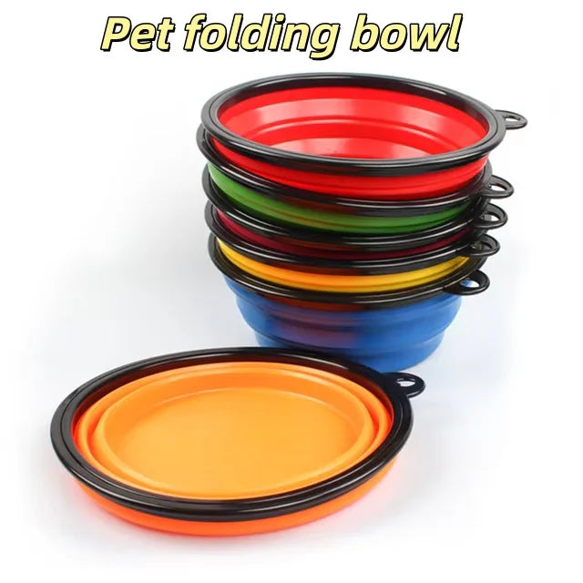 Customizable with Small MOQ Foldable Silicone Pet Water Bowl Collapsible Travel Dog Pets Bowls and Feeders