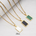 HOVANCI Rectangle Abalone Malachite Onyx Mother of Shell Pendant Willow Necklace Gold Plated Stainless Steel Necklaces