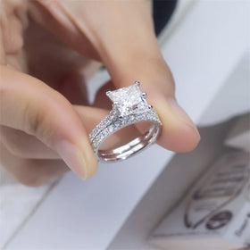 Messi Gems MSR-1454 IGI Diamond Ring 2.7ct VS1 Princess Square 18k Gold Lab Diamond Ring
