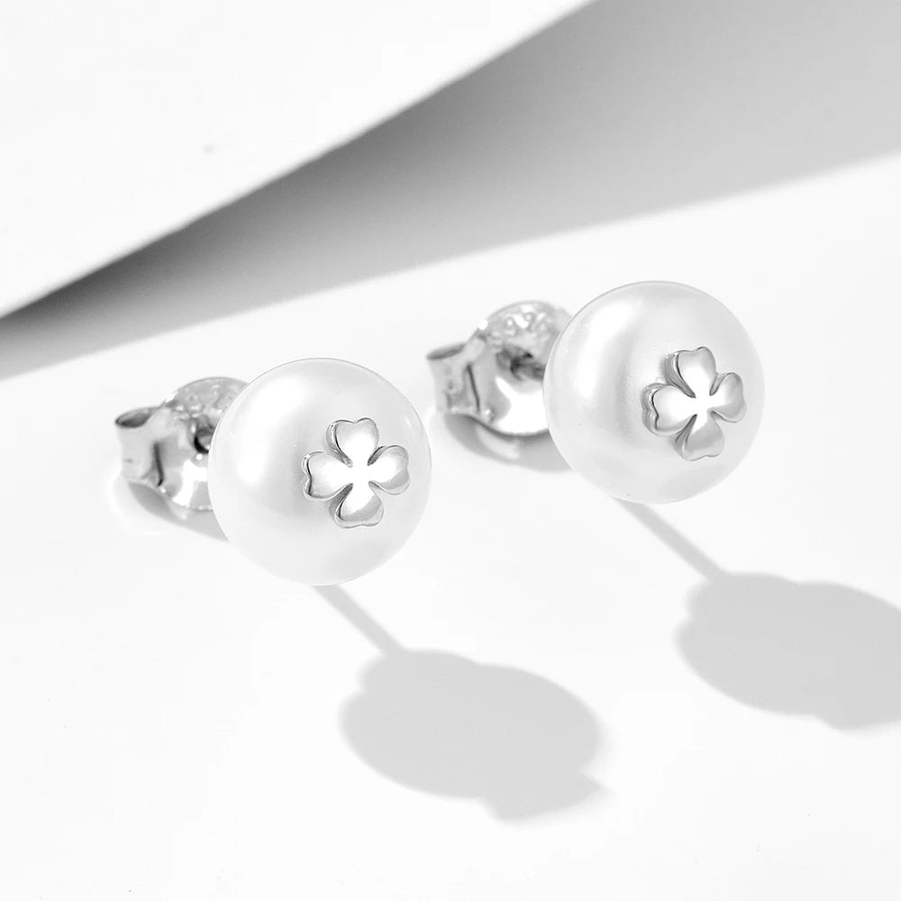 Peishang Wholesale Jewelry 925 Sterling Silver 14K Gold Plated Flower Cross Bread Freshwater Pearl Stud Earrings