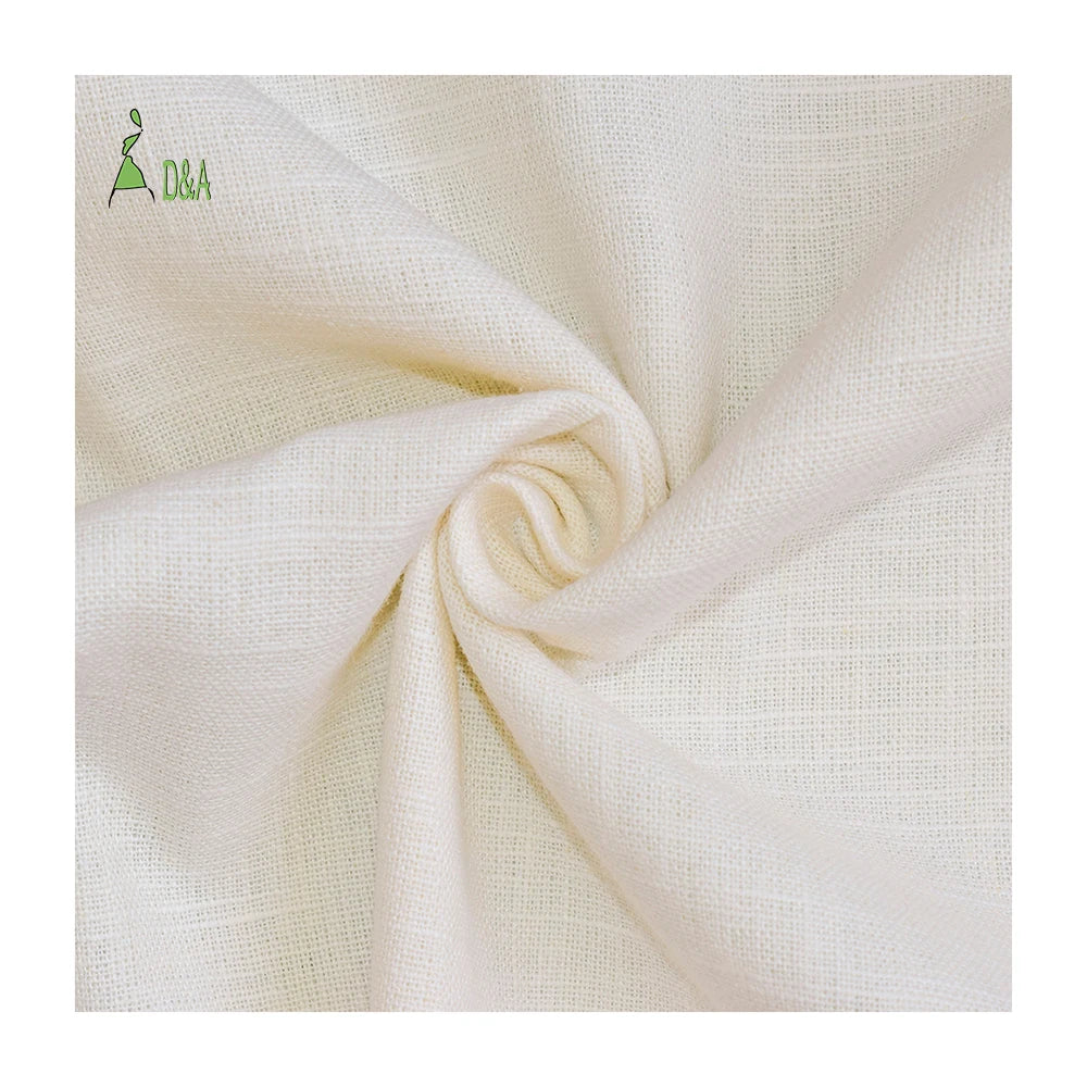 In Stock 100% Linen Fabric Yarn-Dyed Ivory Upholstery Eco-Friendly Woven 14*14 Plain Style for Girls Boys Shirt Dress Home Decor