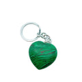 Huiying New arrival healing crystals stones heart pendant yoga charming alloy malachite keychains necklace