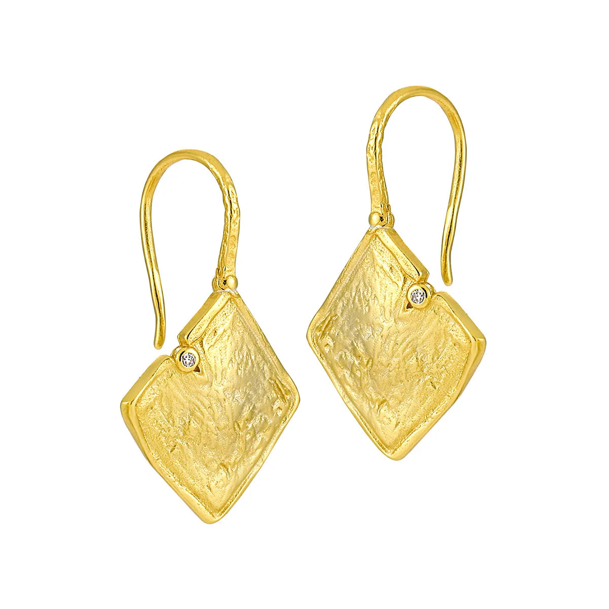 Statement Long 925 Sterling Silver Texture Geometric Square Dangling Earrings for Women 18k Gold Plated Drop Earrings