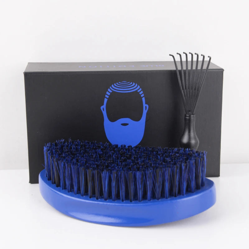Cheap OEM Custom Logo Blue Color Medium Hard 360 Wave Brush Handhold Wave Brush Set With Box and Cleaning Tool for Free