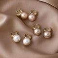 SC High Grade Single Big Pearl Drop Earrings Women Personalized Chic White Pink Gray Pearl Huggie Earrings for Teen Girls