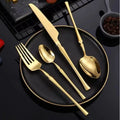 New Slim Canton Tower Handle Stainless Steel Luxury Cutlery Set with Matte/Mirror PVD Gold Finish Dishwasher Safe