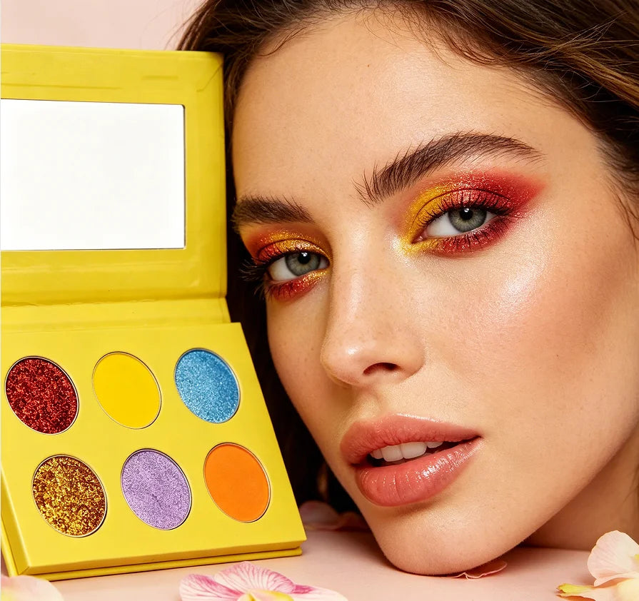 Empty 6-Pan DIY Eyeshadow Palette for Custom Makeup - Refillable Magnetic Palette with Mirror for Private Label & Branding