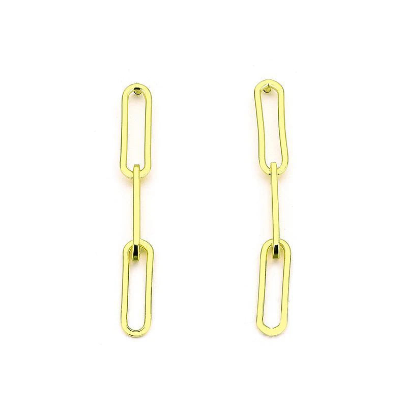 925 sterling silver paperclip chain light luxury 18k gold square shape stud earrings