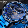 Top Reloj Winner Transparent Diamond Mechanical Watch Stainless Steel Skeleton Clock Luxury Business Luminous Male Wristwatches
