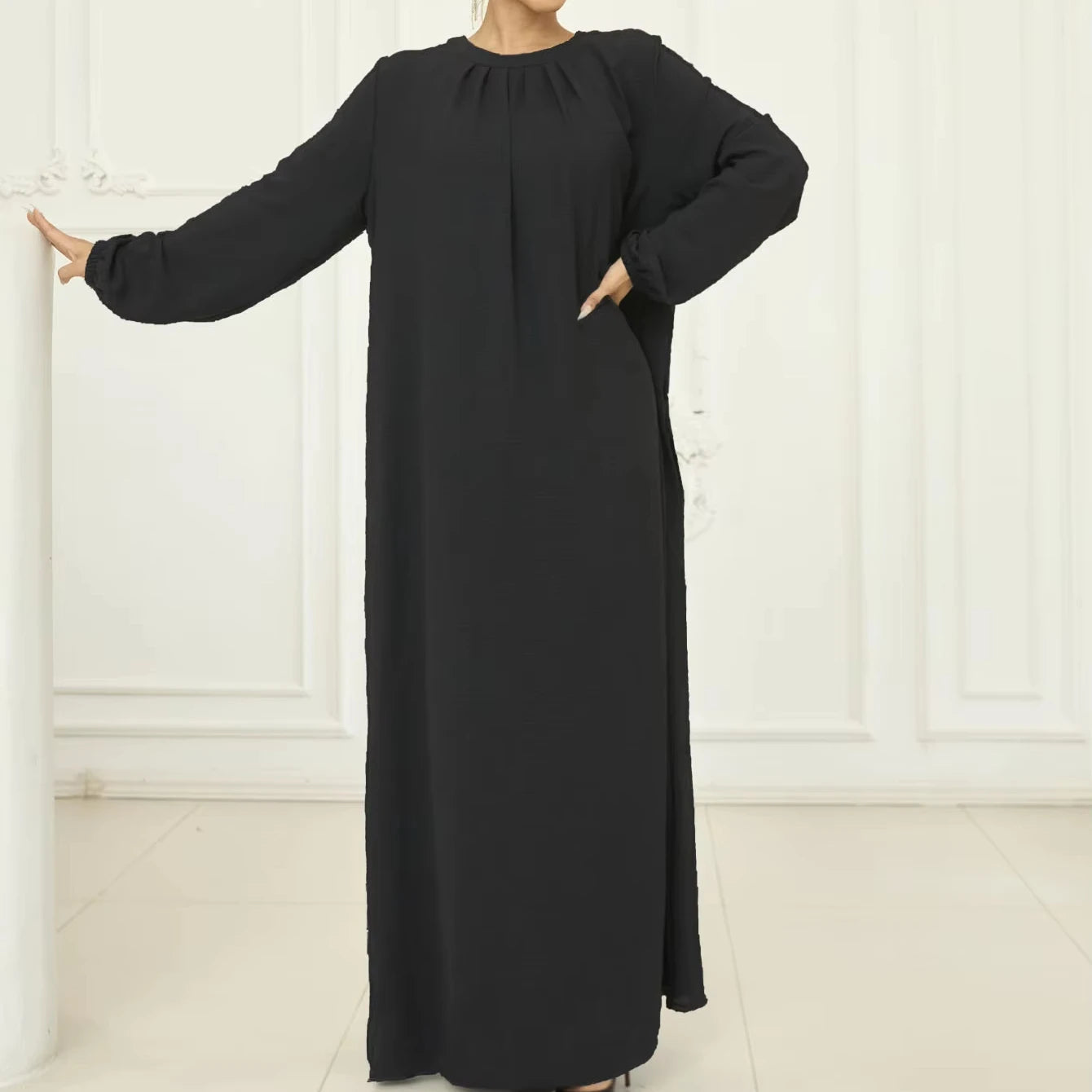 Yuxi2024 Latest Muslim Clothing Middle East Robe Solid Color Abaya Dubai Malay Clothing Wholesale
