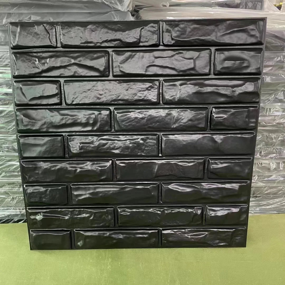 UDK Matt Black PVC Fireproof Wall Panel Non-Self-Adhesive 3D Waterproof for Living Room Bathroom Commerce Use 500x500mm 5 Year