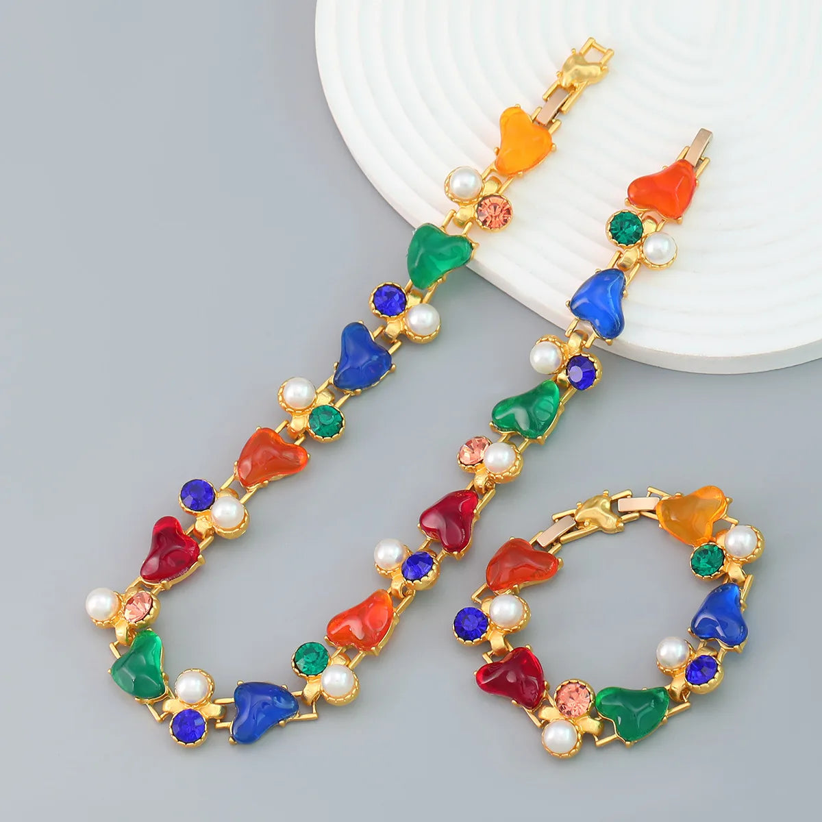 2023 New Arrival Fashion Jewelry Hip Hop Bracelet Necklace Girl Alloy Diamond Pearl Resin Bohemian Ethnic Bracelet Necklaces