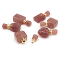 Hongzhuo Wholesale perfume bottles pendant strawberry quartz essential oil bottle necklace jewelry