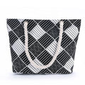 Manufacturer Selling 2024 New Canvas Shopping White and Black Squares Recreational Single Shoulder Handbag Tote Bag
