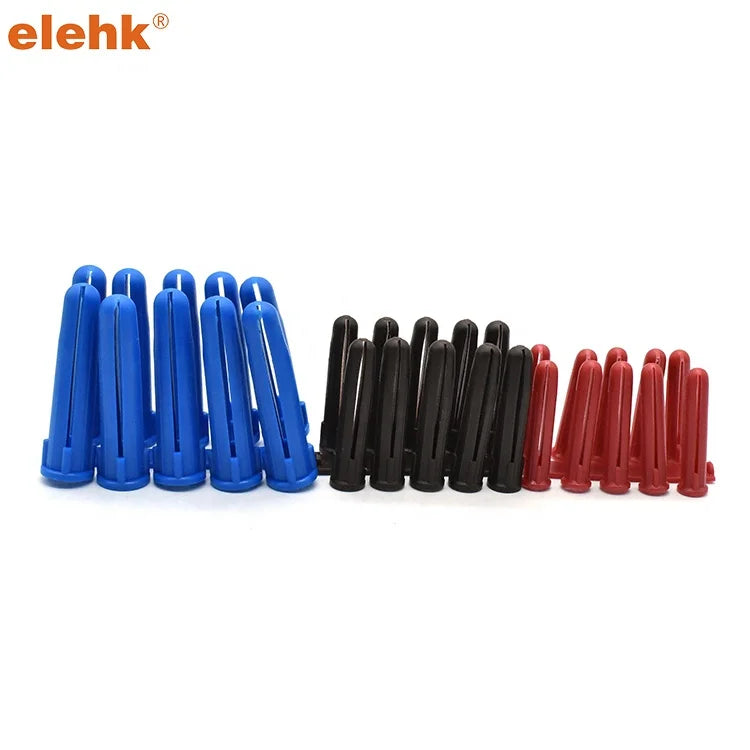 ELEHK HDPE Plastic Anchors Wall Plugs with High Visibility for Easy Detection Yellow Red Brown Blue Color Selectable