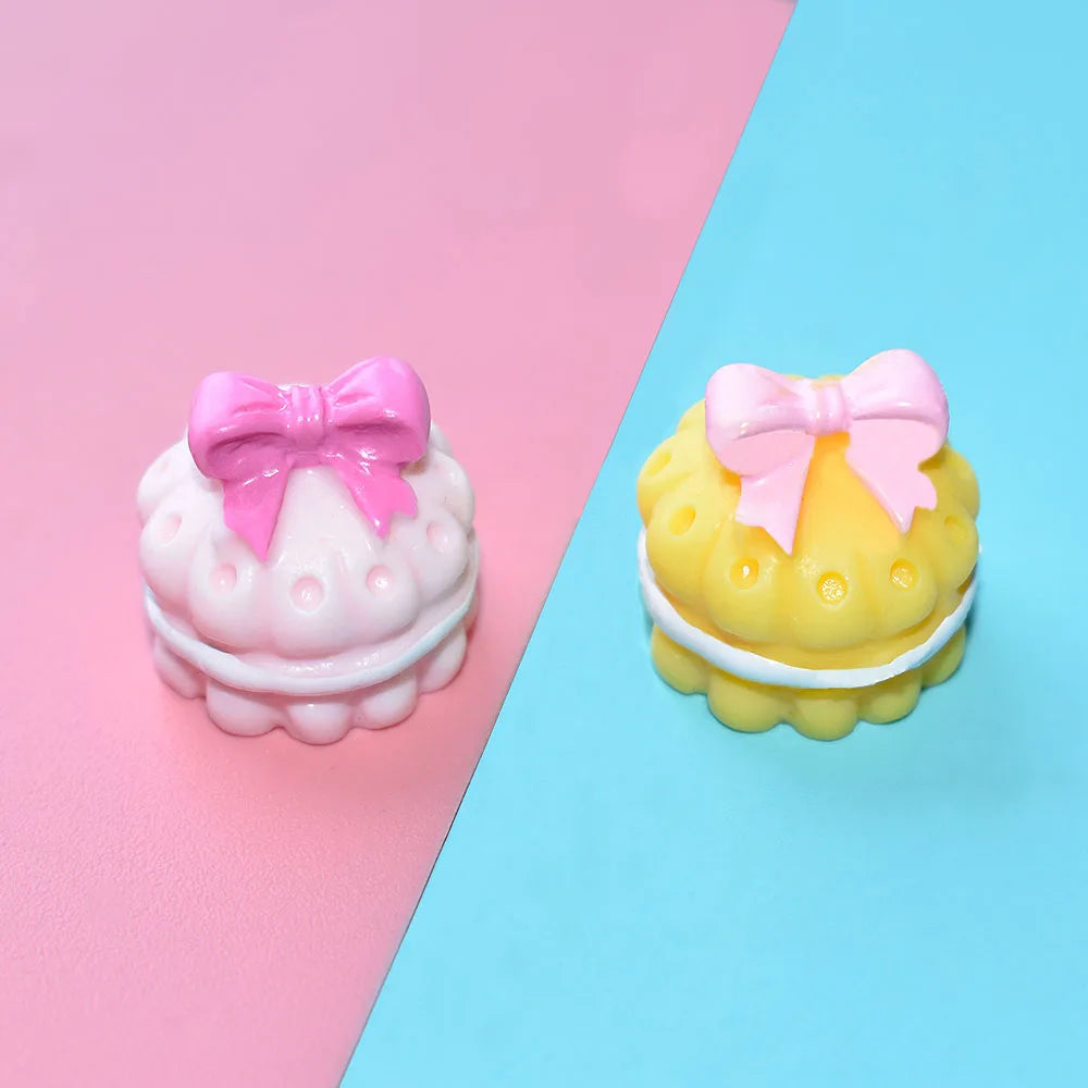 Simulation Bow Mini Cake Resin Food Charms for Diy Cream Glue Phone case Decoration Hairpin Accessories
