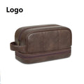 Wholesale Retro Waterproof Pu Leather Cosmetic Bag Lightweight Custom Travel Washing Bag Handheld Toiletry Bag for Men