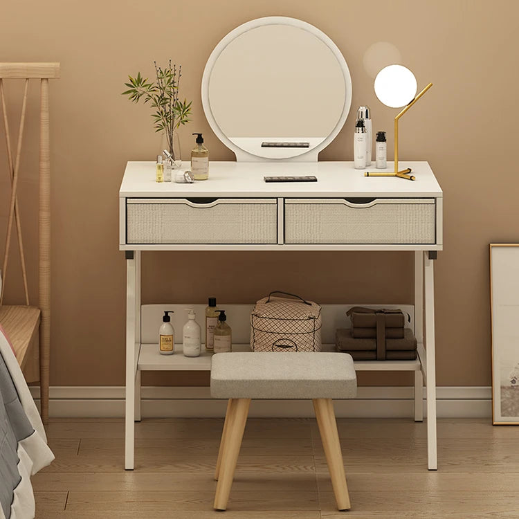 Modern Design White High Gloss Metal Solid Wood Eco-Friendly Dressing Table with Storage for Bedroom Living Room & Hotel Use