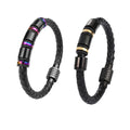New Luxury Jewelry Stainless Steel Buckle Bracelets & Bangle Handmade Men's Braided Leather Bracelet
