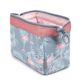 Zipper Closure Flamingo Korea Style Cute Chic Nylon Fabric Waterproof Large Capacity for Kits Portable Makeup Bags