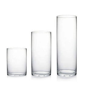 Cylinder Borosilicate Glass Flower Vases 10cm/20cm/30cm Tall Heat Resistant Modern Clear Transparent Bulk Wedding Home Hotel