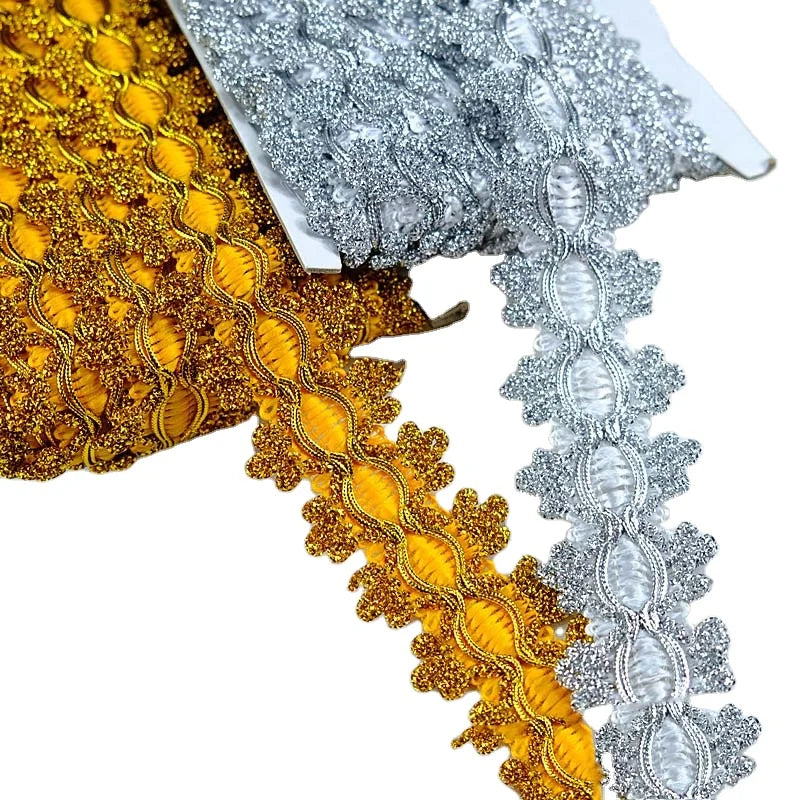 45mm Diy Garment Accessories Costume Sewing Material Upholstery Craft Decorative Webbing Trimming Edge Metallic Gold Lace Trims