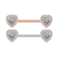 316L Stainless Steel Nipple Barbell Rings With Double Heart CZ Crystal Nipple Stud Fashion Women Body Piercing Jewelry