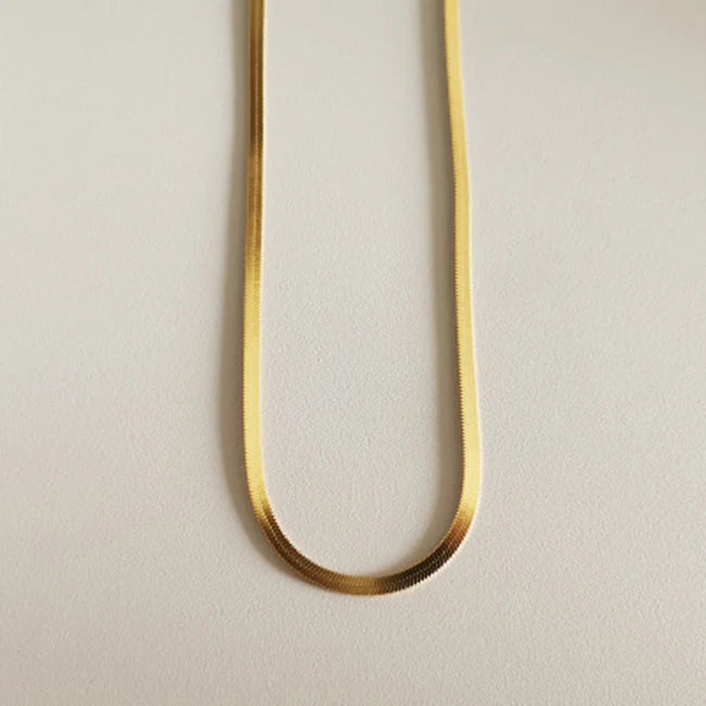 New Arrival Gold Plated 925 Sterling Silver Herringbone Snake Chain Choker Necklace for Women Men