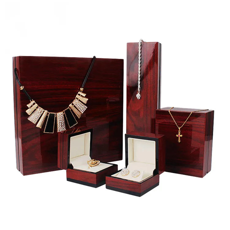 Necklace High End Bracelet Stackable Suede Wood Luxury Trinket Small Set Jewelry Display Box