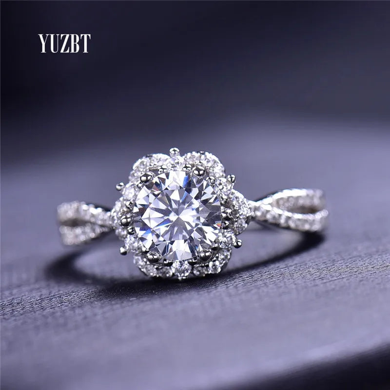 Silver 925 Original 1 Carat Brilliant Cut Pass Diamond Test D Color Moissanite Infinite Arm Ring for Women Wedding Fine Jewelry