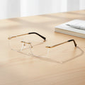 Fashion Custom Logo Gold Unisex Eyeglasses Stainless Square Rimless Glasses Frame for Men for Women