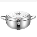 304 Stainless Steel Deep Fry Pot with Temperature Control and Lid Japanese Style Tempura Fryer Pan
