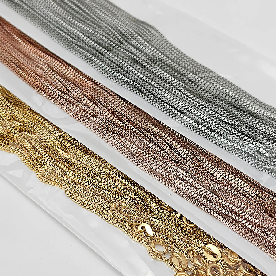 1mm Thin Box Chain Necklace 18inch Stainless Steel Chain Bulk to Make Jewelry