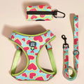MIDEPET Customizable Polyester Dog Harness Leash Set New Watermelon Love Poop Bag Holder 3-Piece Personalized Dog Gear