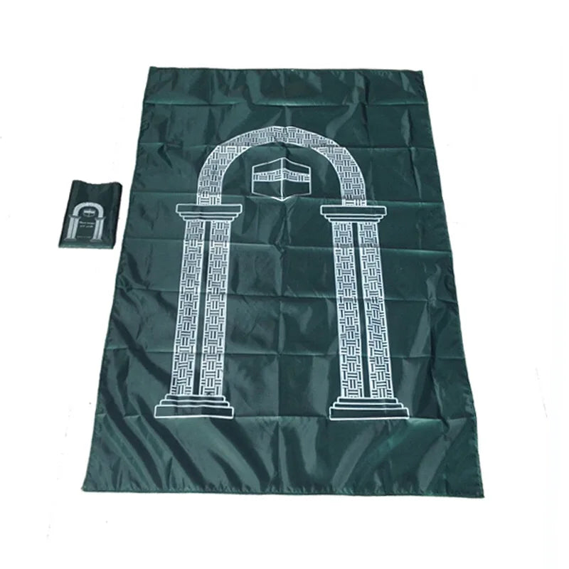Competitive Edge 100% Nylon Travel Muslim Prayer Mat Abstract Patterned Rubber Backing Stain Resistant Machine Made