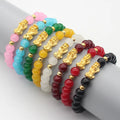 New Arrival Pixiu Wealth Bracelet Gold Plated Elastic Beaded Bracelets for Women and Men Classic Fengshui Obsidian Style